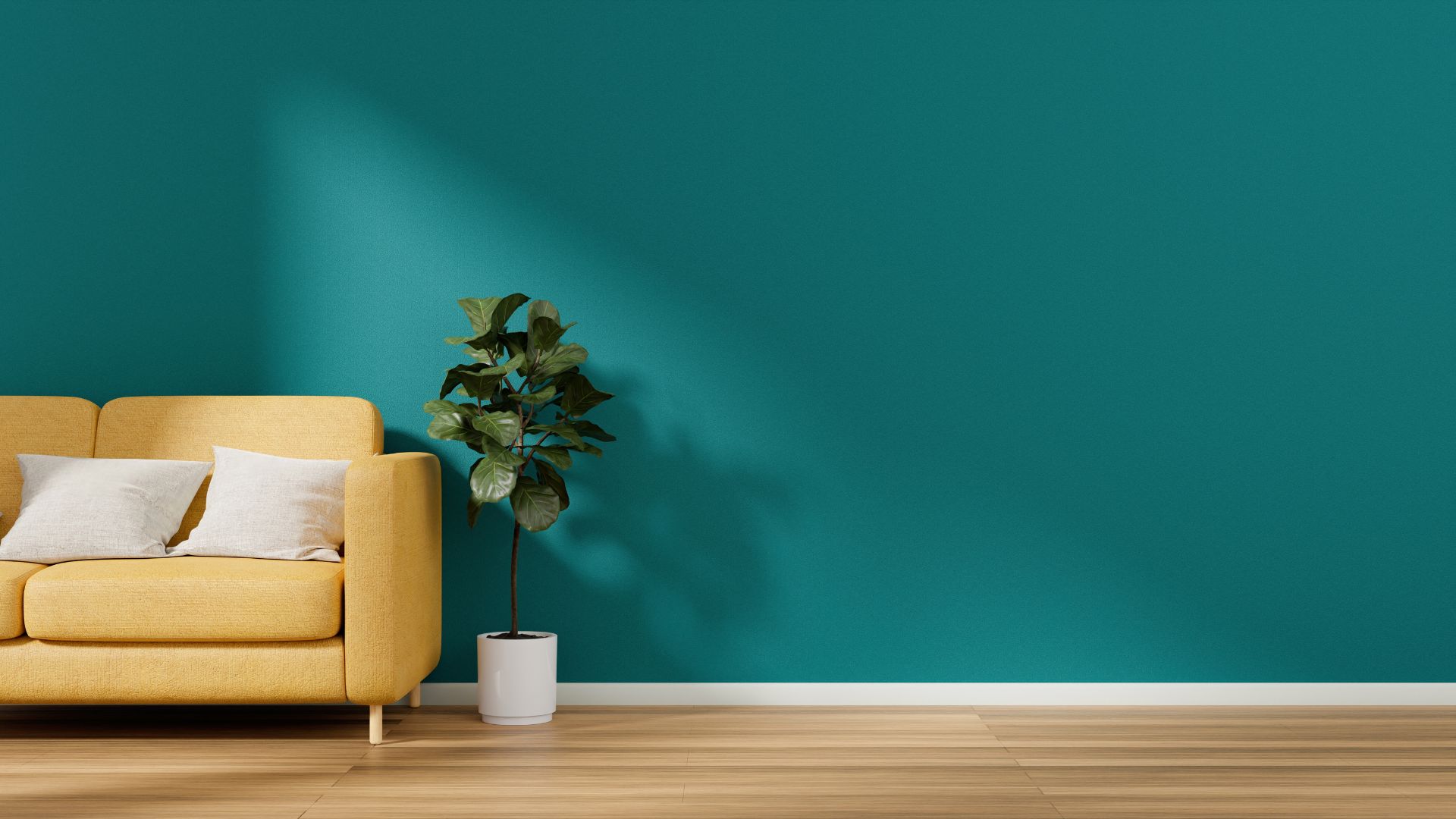 Sala con pared color ocre