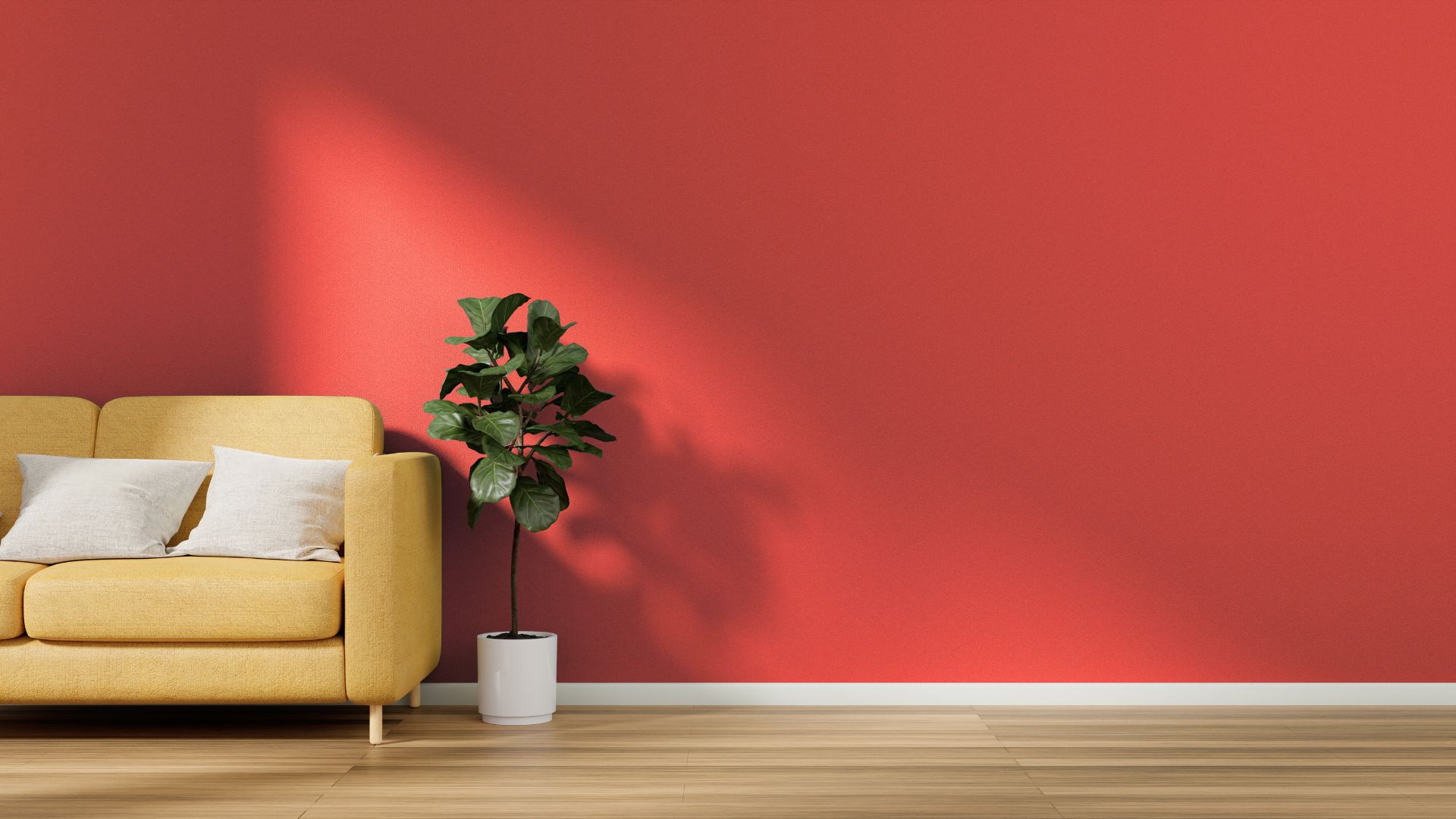 Sala con pared color rojo